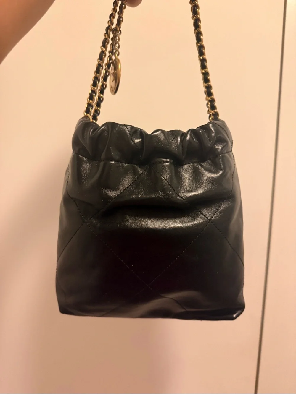 CHANEL Calfskin Quilted Mini Chanel 22 Black